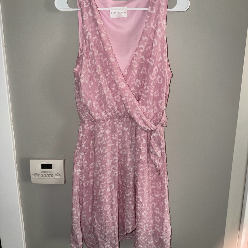 French Grey Blush Pink Wrap Dress